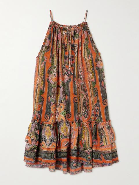 Milnea Tiered Printed Silk-voile Mini Dress