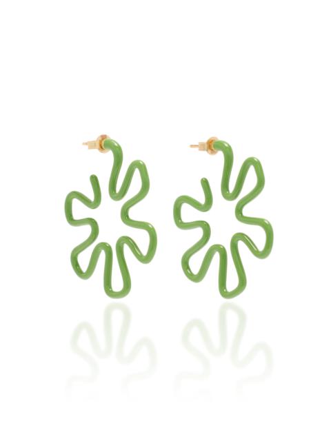 Pistachio 9K Gold, Silver, And Enamel Earrings green