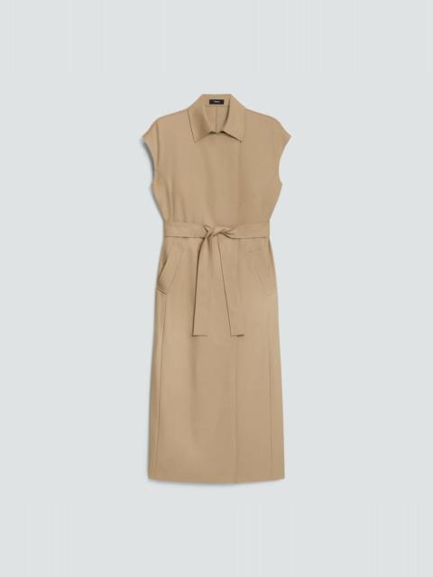 Double-Breasted Belt Dress in Wool-Blend Flannel