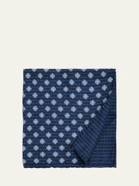 Men's Medallion-Print Silk Pocket Square