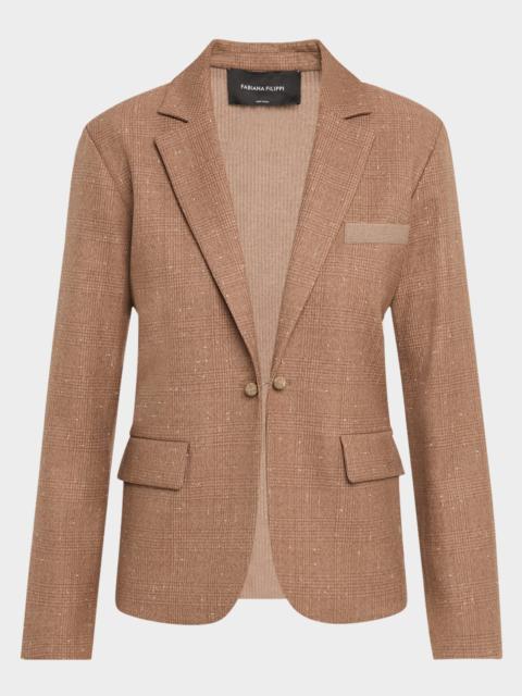 Single-Button Mixed Media Blazer