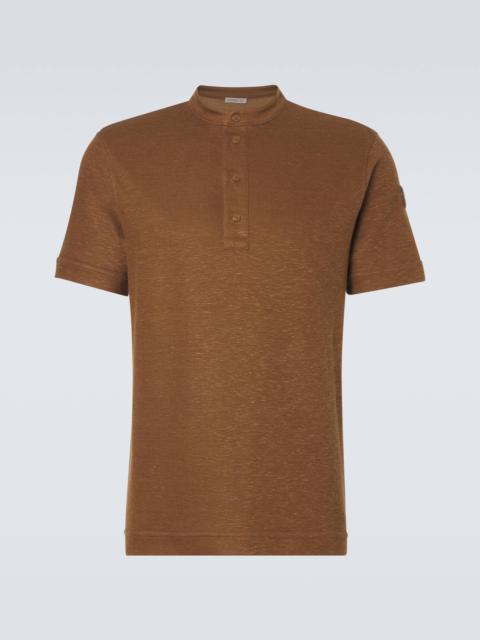 Cotton and linen-blend polo shirt