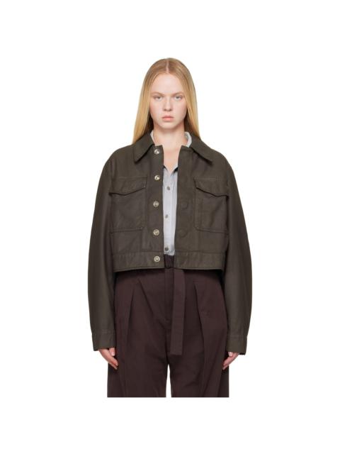 Brown Two Pocket Cropped Denim Jacket