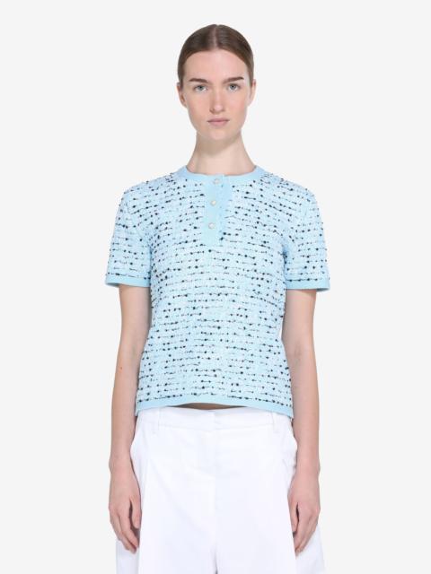 SHORT-SLEEVED SWEATER WITH PEARL BUTTONS