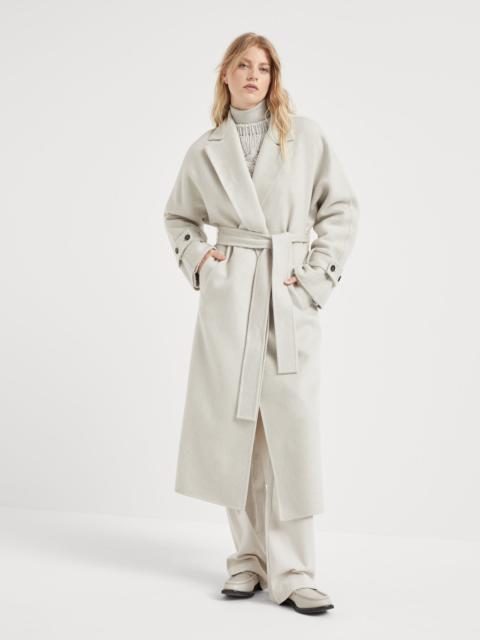 Hand-crafted coat in cashmere double beaver cloth with monili