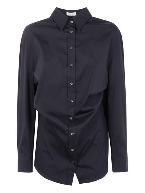 button-down draped shirt