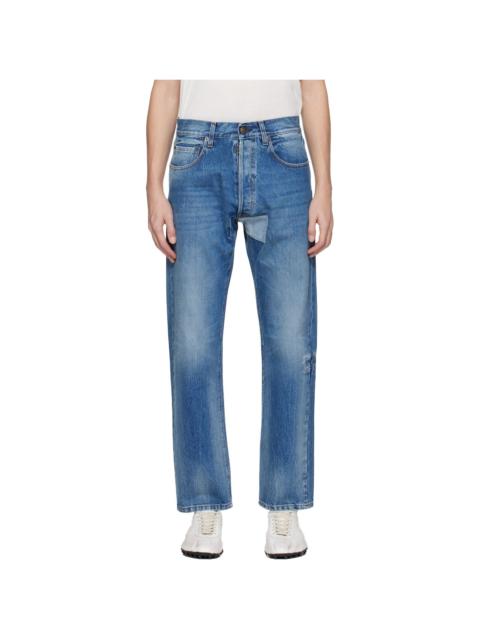 Blue Tapered Leg Jeans