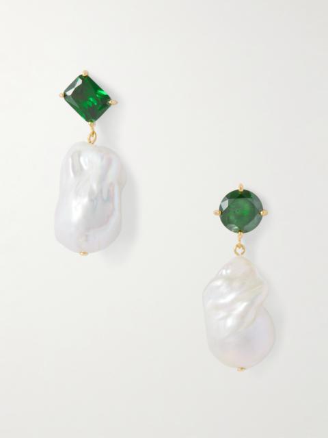 Blink Recycled Gold Vermeil, Cubic Zirconia And Pearl Earrings