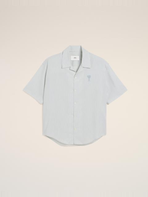 BLUE COTTON CAMP COLLAR SHORT SLEEVES SHIRT