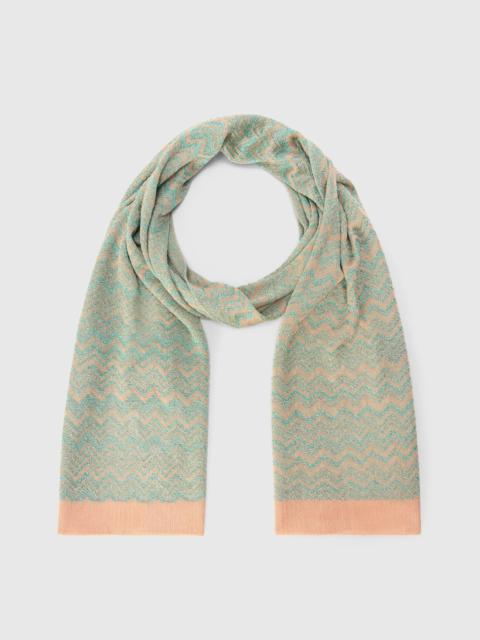 Zigzag viscose-blend scarf with ribbed edge