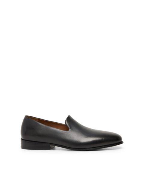almond-toe leather loafers