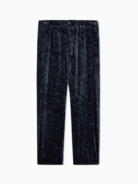 CHEVRON PRINT VELVET TROUSERS