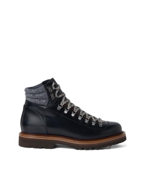 lace-up herringbone-detail hiking boots