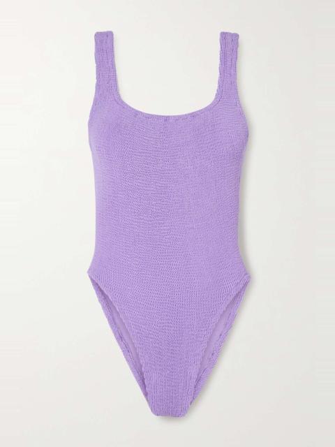 Square Neck seersucker swimsuit Lilac