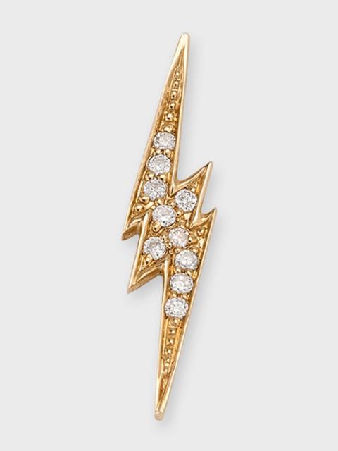 14k White Gold Diamond Lightning Bolt Stud Earring, Single
