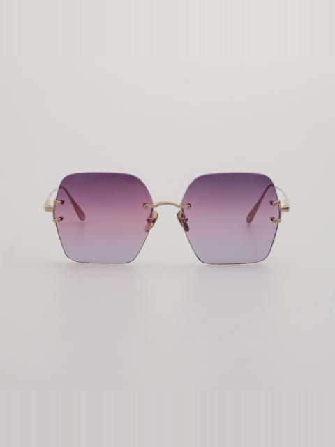 Carina Oversized Sunglasses in Light Gold and Purple