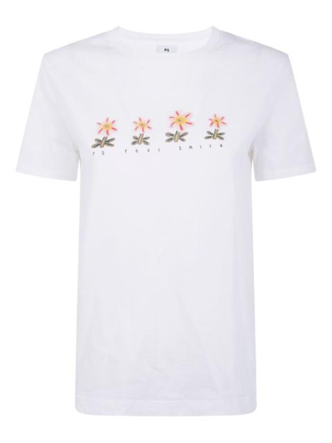 flower-print cotton T-shirt