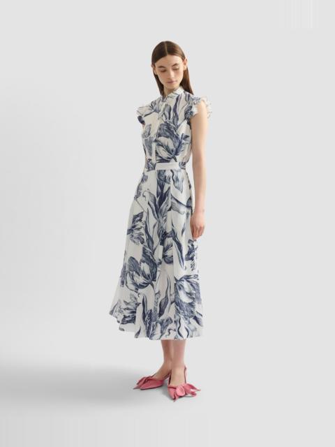 FLORAL PRINT PLEATED MIDI SKIRT