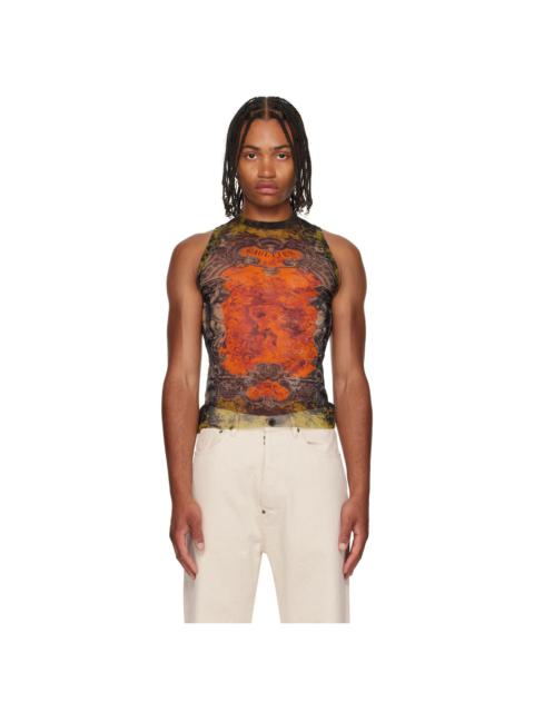 Khaki & Orange 'The Médaillon' Tank Top