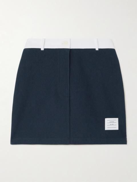 Appliquéd Two-tone Cotton-twill Mini Skirt