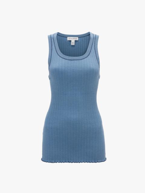 Fine Knit Micro Stripe Tank In Heritage Blue