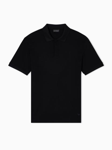 JERSEY POLO SHIRT WITH VERTICAL JACQUARD MOTIF