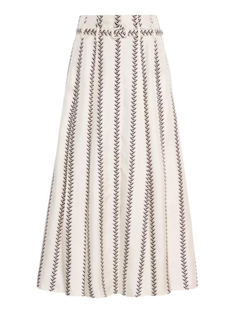 Dugald Pleated Midi Skirt in Ivory Multi Printed Silk