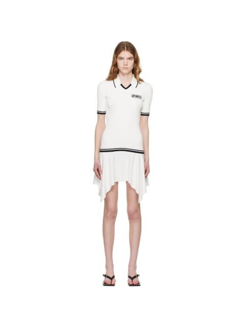 White Rib Viscose Knit Polo Minidress