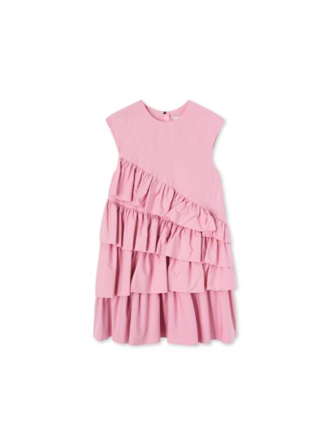 Sleeveless poplin dress with ruffles