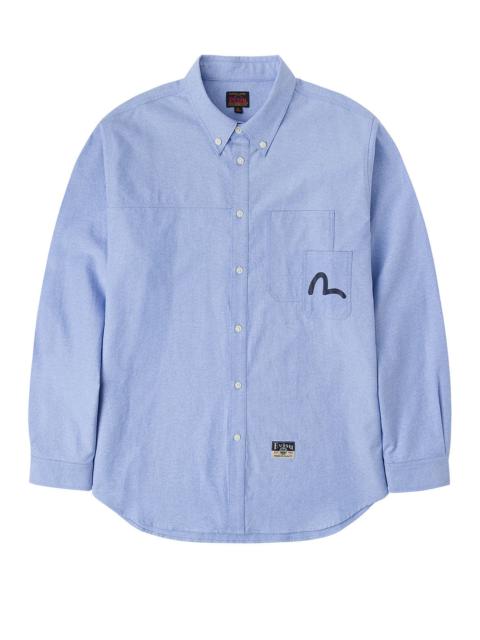 Logo Sashiko and Seagull Print Relax Fit Long-sleeve Shirt