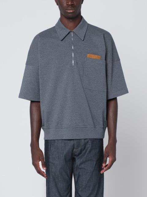 Dark grey polo shirt with Intrecciato detail