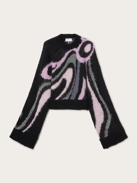 CROPPED SWEATER WITH MARMO INLAY