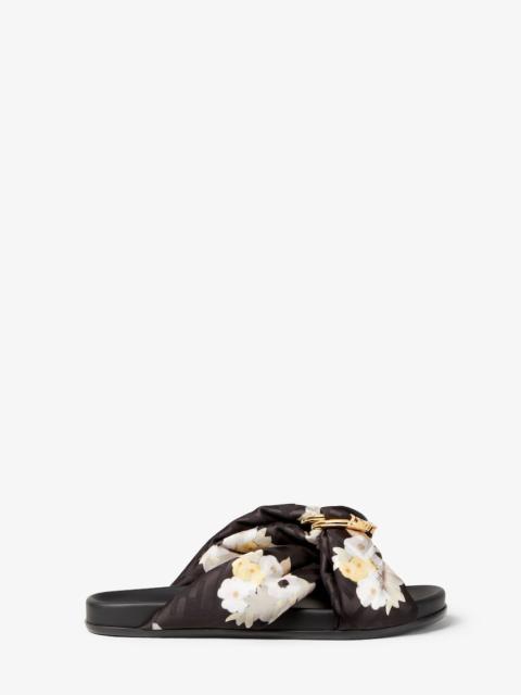Fendi Feel Black FF jacquard satin slides