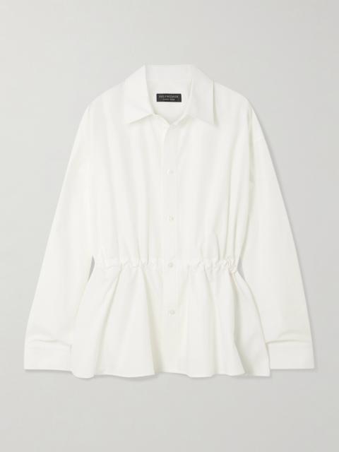 Hourglass Gathered Cotton-poplin Shirt