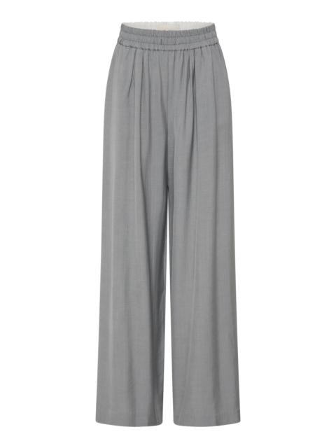 Elastic-Waist Wide-Leg Pants grey