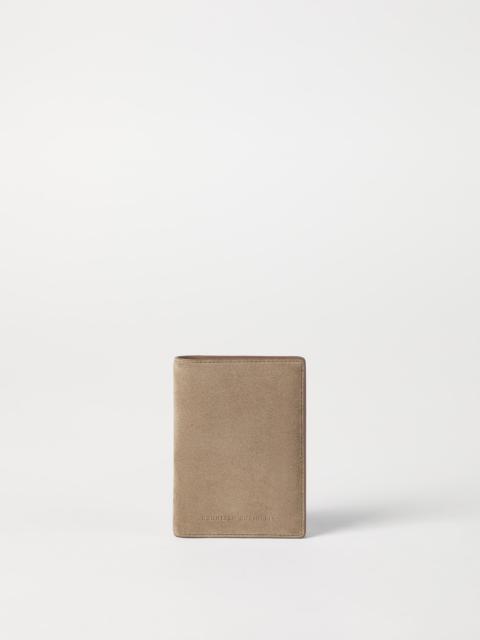 Suede passport holder