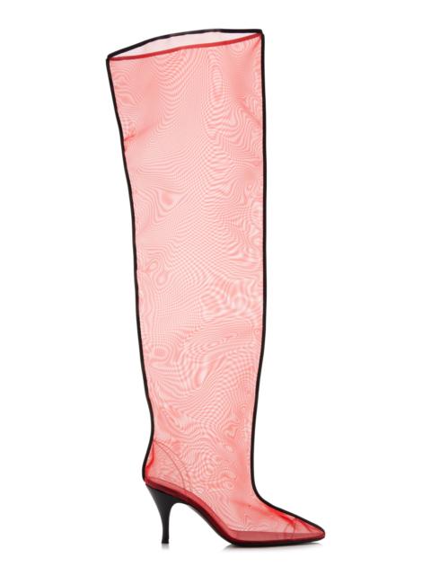 Drawing A Blank Mesh Over-the-Knee Boots red