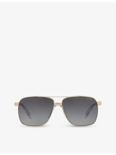 VE2174 Polarised Square-Frame Steel Sunglasses