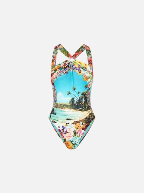 DIAMOND NECK THICK STRAP ONE PIECE W RINGS