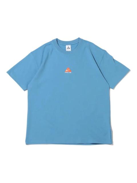 Nike As M Nrg Acg Ss Solid Color Chest Pattern Printing Round Neck Short Sleeve Blue DQ1816-469