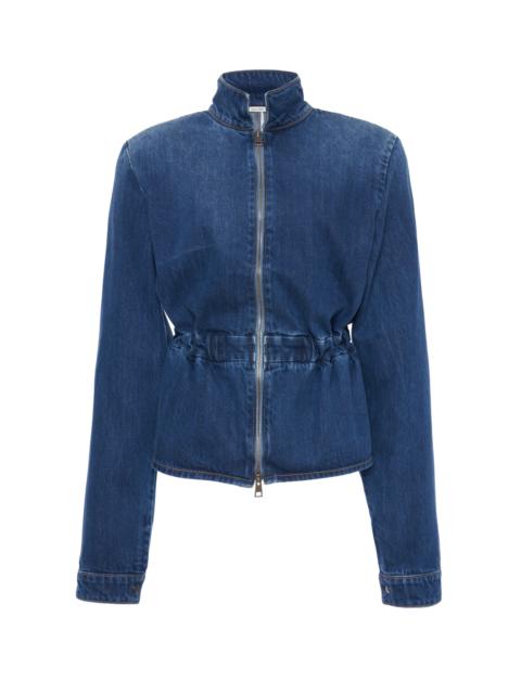Peplum Cotton Bomber Jacket medium wash