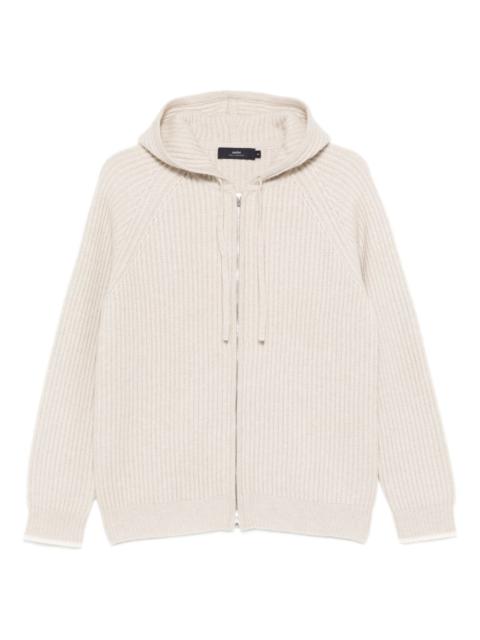 zip-up hooded cardigan