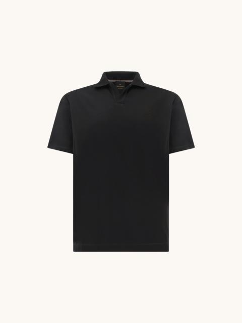 OPEN‑COLLAR POLO SHIRT IN AQUA TOUCH COTTON