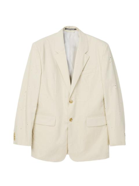 button distressed blazer