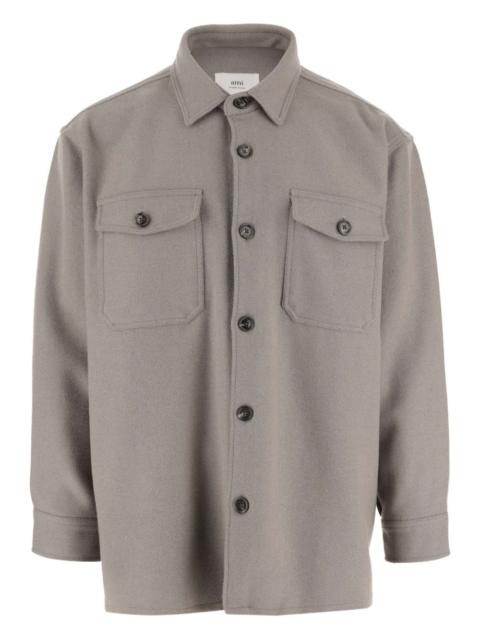 spread-collar wool-blend shirt jacket