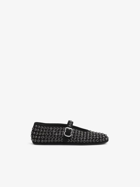 STRASS SUEDE BALLET FLATS