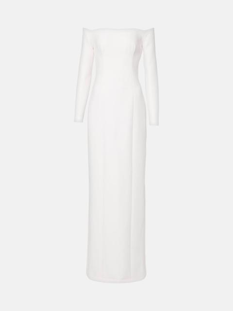 Bridal off-shoulder crêpe gown