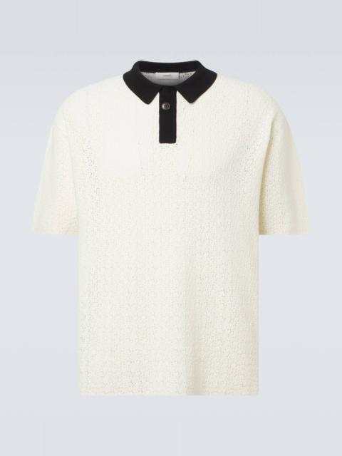 Crochet cotton-blend polo shirt