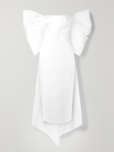 Bow-embellished Satin Midi Dress