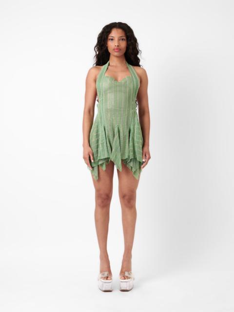 LIMITED EDITION MUNROE RHINESTONE DRESS IN STRIPE BILLIONAIRE GREEN